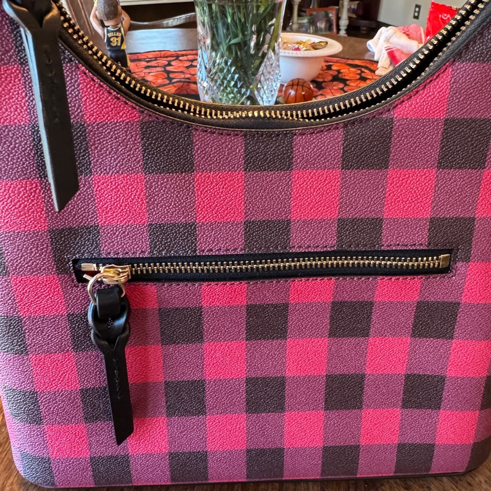 Dooney & Bourke Red and Black Buffalo Plaid Shoulder Bag - Picture 6 of 10